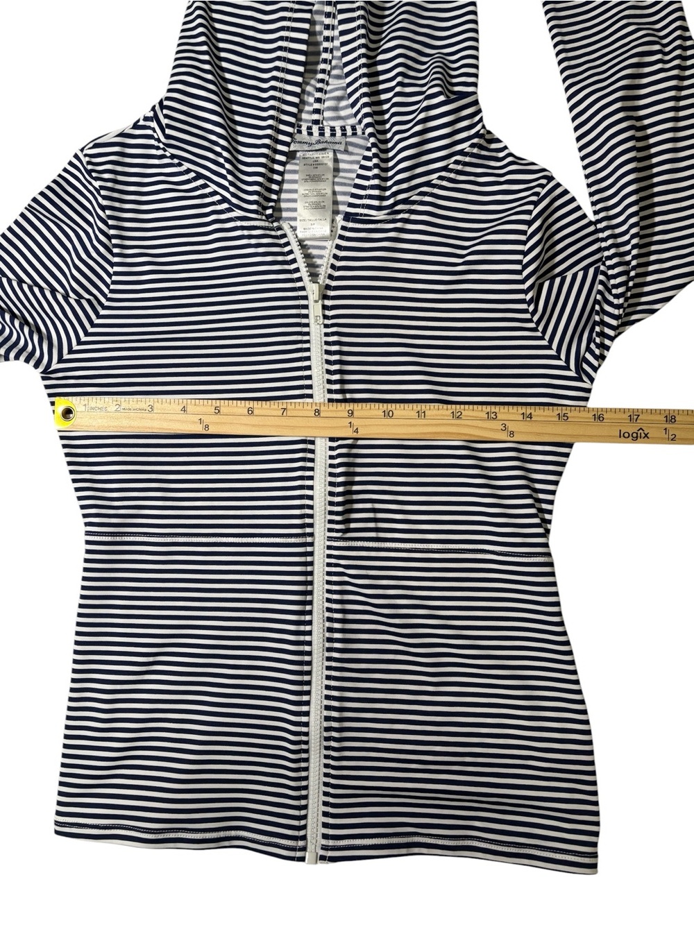 Tommy Bahama Full Zip Hooded Rash Guard Jacket UPF 50+ Women's Small Navy White - Picture 12 of 14